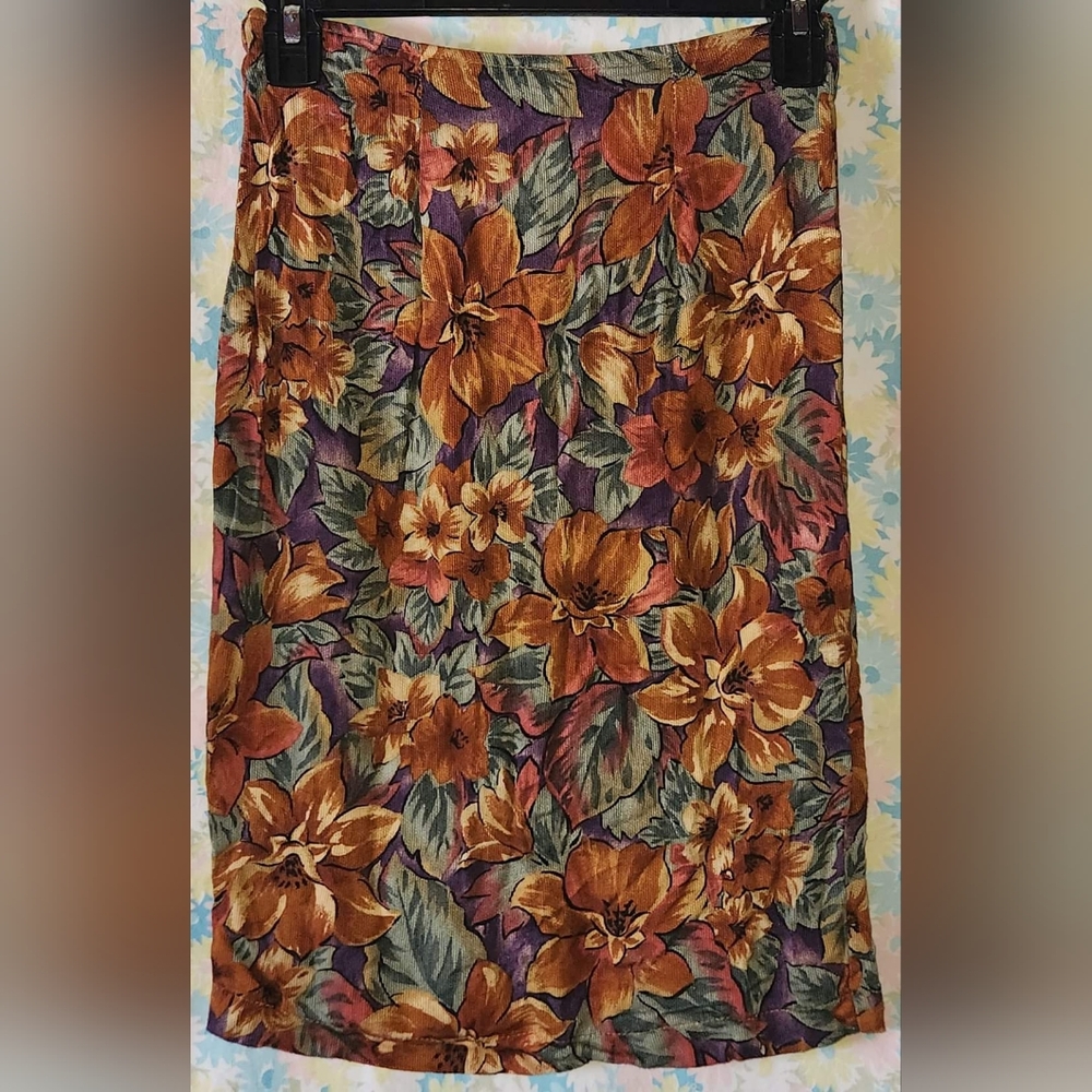 "D.FRANK" Vintage Floral Rayon Mini Skirt